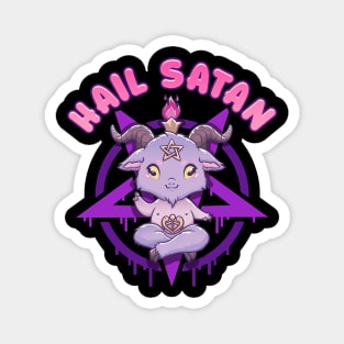 Hail Satan Death Metal Cute Pentagram Baphomet print Magnet