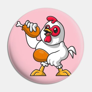 Cute chicken Chef Holding Fried Chicken Cartoon Pin