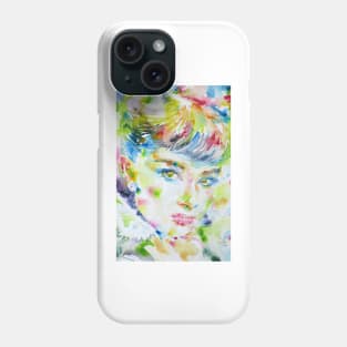 AUDREY HEPBURN watercolor portrait .6 Phone Case