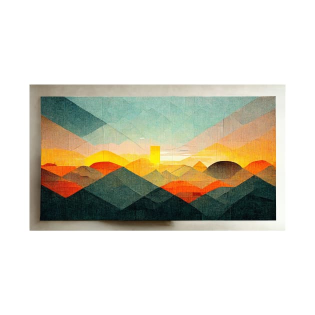 Forest Mountain Sunset - Abstract Minimalism Papercraft Landscape by JensenArtCo