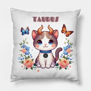 Taurus Zodiac Cat Pillow