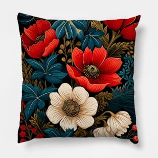 Red and Cream Flower Design Pillow