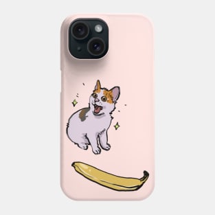 angry cat no banana meme but it's happy cat yes banana instead Phone Case