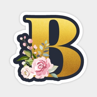 Floral Monogram Bravo Letter B Magnet