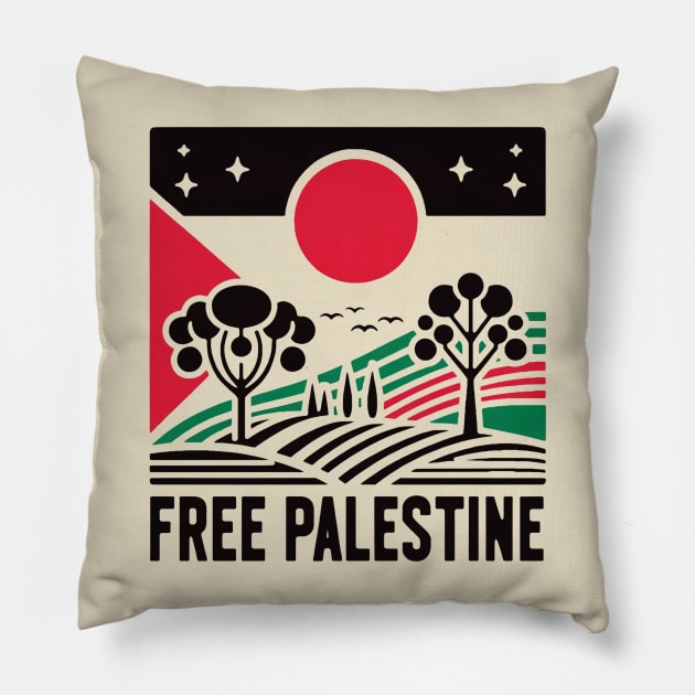 Free Palestine Pillow by Retro Travel Design