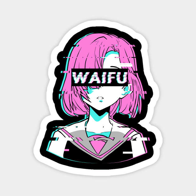 Aesthetic Vaporwave Anime Girl Magnet by Alex21