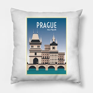 Prague, Czech Republic - Vintage Travel Poster Pillow