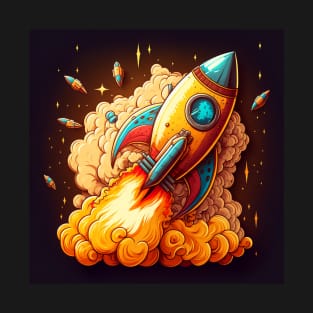 Space Rocket cartoon style T-Shirt