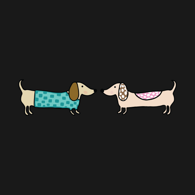 Cute dachshunds in pink background by bigmoments