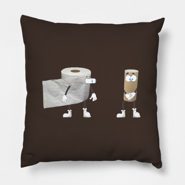 Naked Toilet Paper Roll Funny Pillow by AlmostMaybeNever