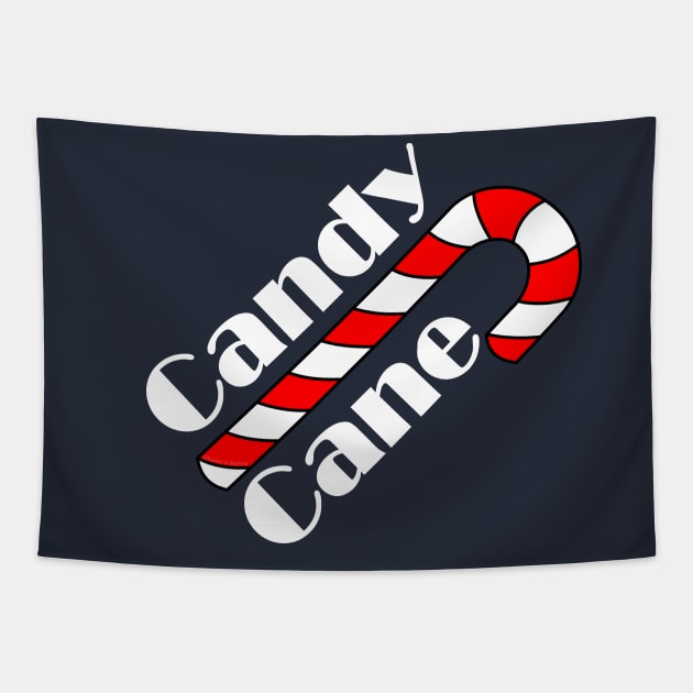 Candy Cane White Text Tapestry by Barthol Graphics