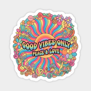 70s Psychedelic Groovy - Good Vibes Only Peace & Love Design Magnet