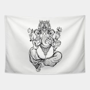 Ganesh: Hindu Spiritual Elephant Lord In Lotus Pose Tapestry