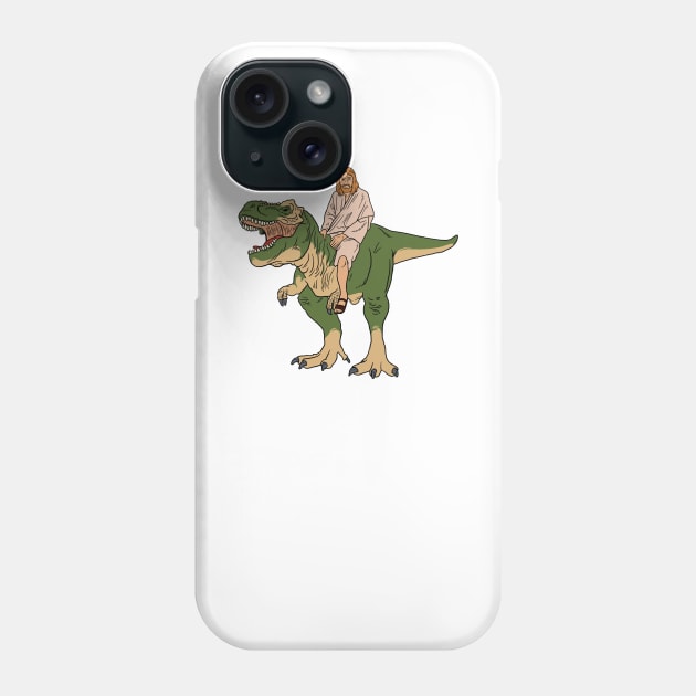 Jesus On Dinosaur Phone Case by dumbshirts