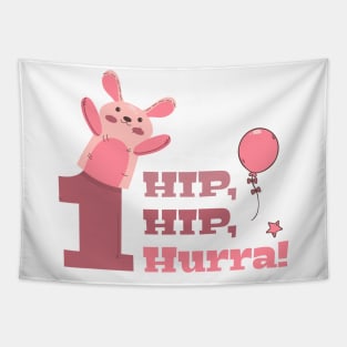 1st Year Anniversary - Hip, Hip, Hurra! Bunny Celebration Tapestry