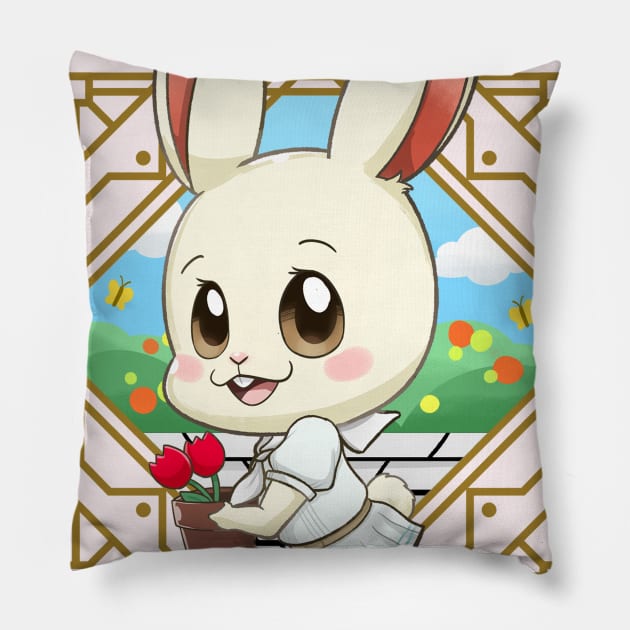 Haru Bunny Pillow by Art By Ridley