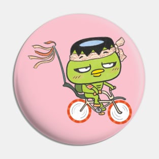 Funny Kappa Yokai on an Old school bicycle! Pin