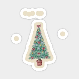 Christmas tree and decorations and red bows Magnet