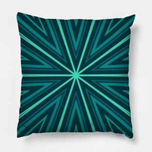 Barcode Sunburst Square (Teal Shades) Pillow