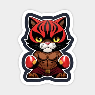 Cat boxer in red gloves Magnet