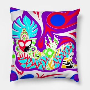 alien mayan lord in stylish cute shoes Pillow