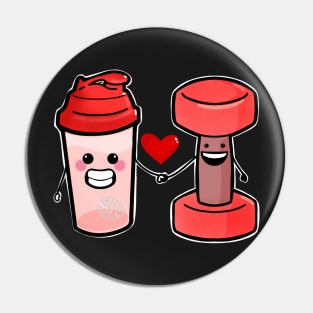 Cute Protein Shaker And weights Valentines Day Pin