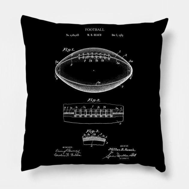 NFL Football Superbowl Patent Print 1939 Pillow by MadebyDesign