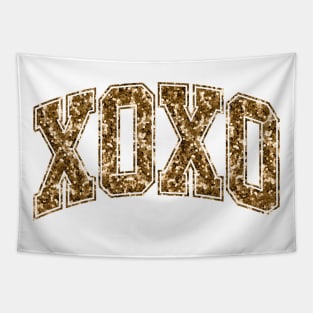 Gold XOXO varsity letters Tapestry