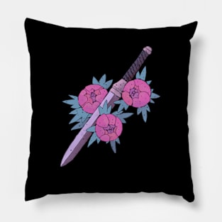 Dagger in Peonies Pillow