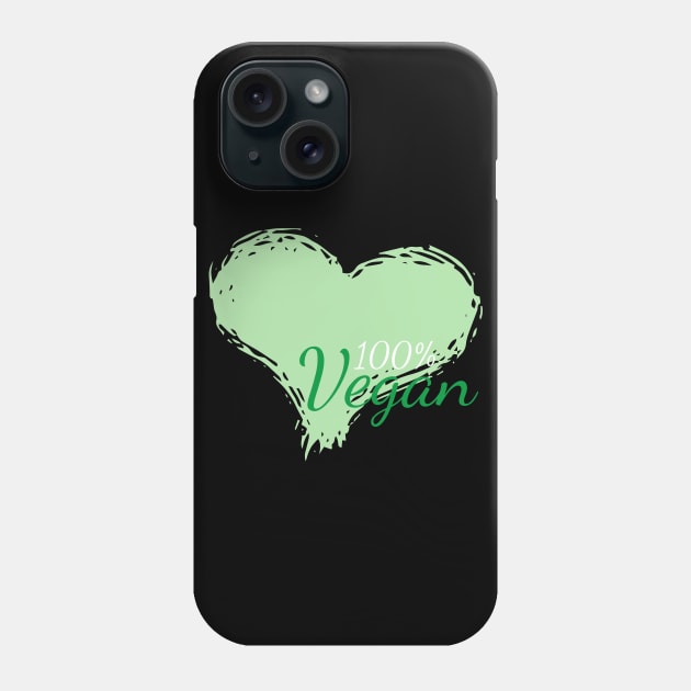 100% Vegan With a heart Phone Case by TibA