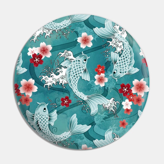 Koi sakura blossom in green Pin by adenaJ