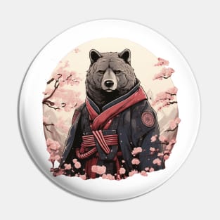 Japanese Bear Samurai Portrait Pin