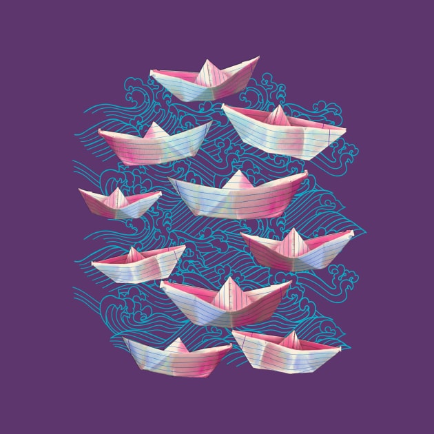 Blue Waves and Paper boats by Lyara Costa