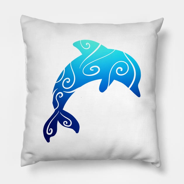 Ocean Dolphin Pillow by KelseyLovelle