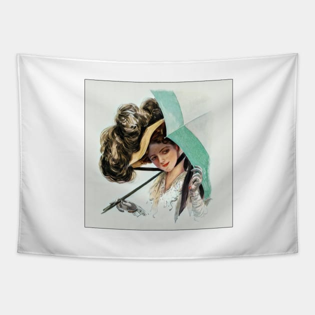 Girl with Umbrella - Vintage Tapestry by Wilcox PhotoArt