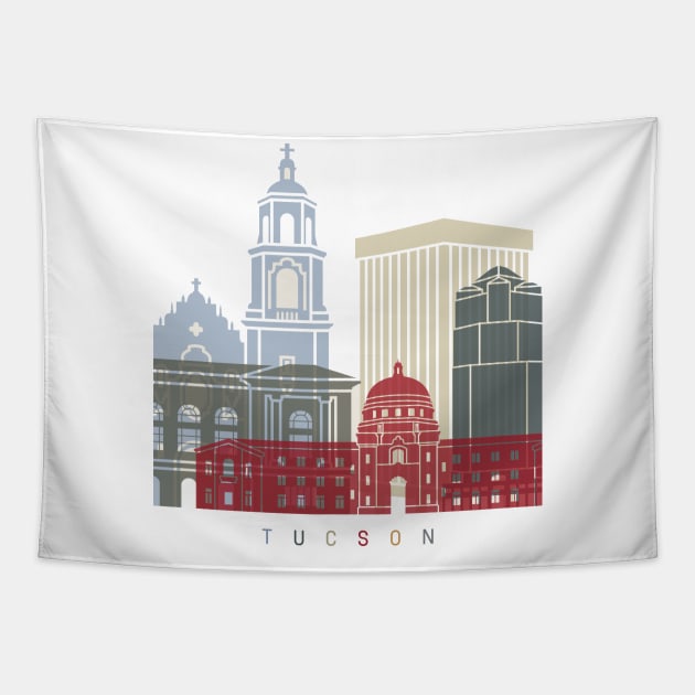 Tucson skyline poster Tapestry by PaulrommerArt