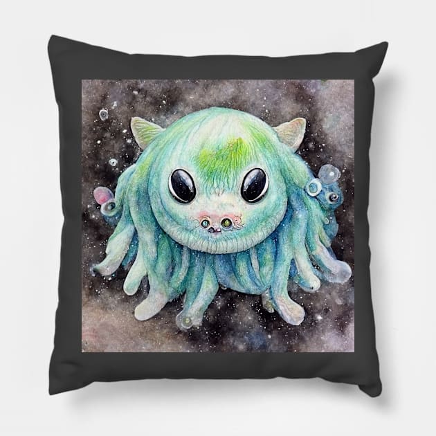 Cute sea creature - Jellyfish Monster Pillow by Fluffypunk