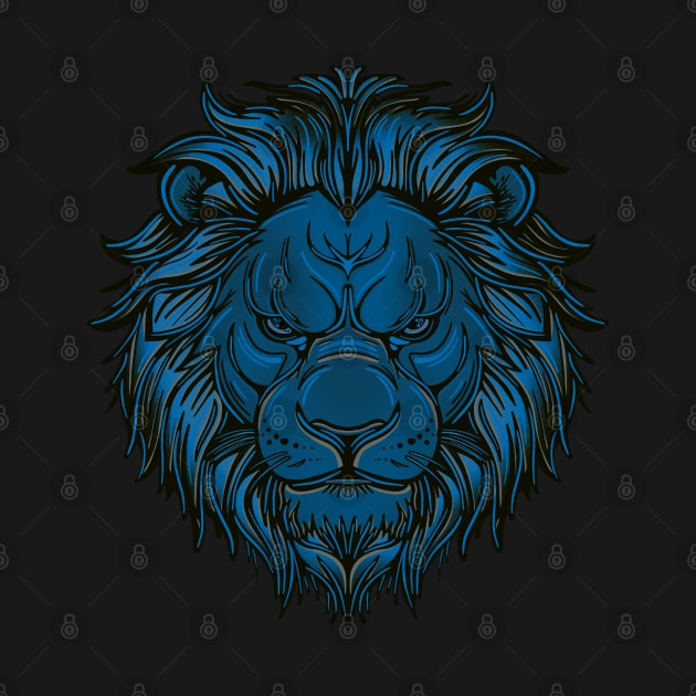 Dark blue lion head by DaveDanchuk