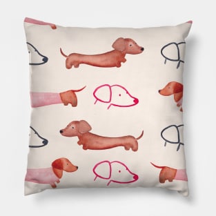 Dachshund Delight | Watercolour | Dogs | Pattern Pillow