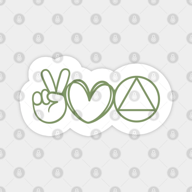 Peace Sign - Heart - Serenity AA Symbol Magnet by SOS@ddicted