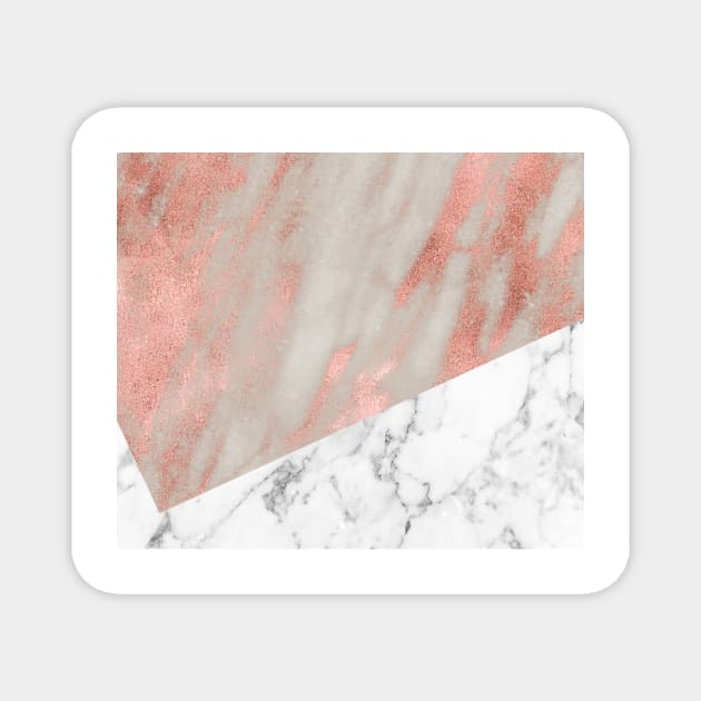 Rose gold marble - carrara Magnet by marbleco