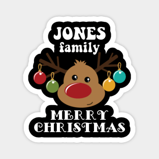 Family Christmas - Merry Christmas JONES family, Family Christmas Reindeer T-shirt, Pjama T-shirt Magnet