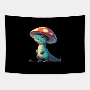 Cute Mushroom Hat Dinosaur Tyrannosaurus Rex Tapestry