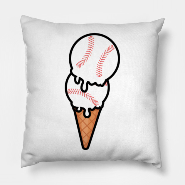 Baseball Ice Cream Double Scoop Baseball Ice Cream Pillow TeePublic