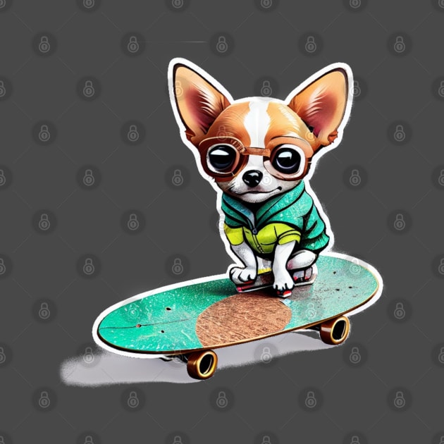 Chi the skateboarding chihuahua by Dpe1974