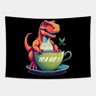 Funny Dinosaur Tea Rex Pun Tapestry