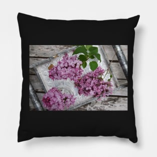 Fragrant purple Lilacs in a vase Pillow