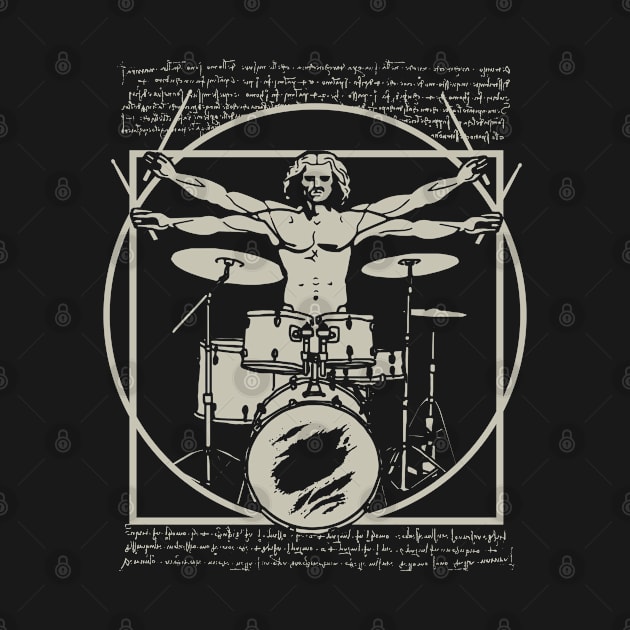 Da Vinci Vitruvian Man Drumming Drummer by TeeUniverse