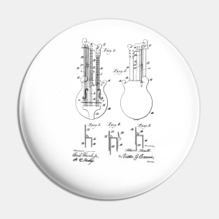 Double Bass Guitar Vintage Patent Hand Drawing Pin