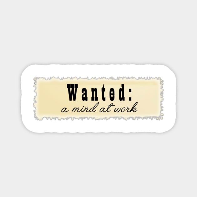 Wanted: a mind at work - inspired by Angelica Schuyler in Hamilton Magnet by tziggles